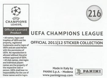 2011-12 Panini UEFA Champions League Stickers #216 Fabio Coentrao Back
