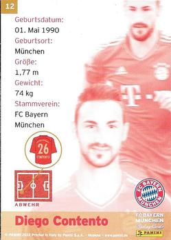 2012 Panini FC Bayern Munchen #12 Diego Contento Back