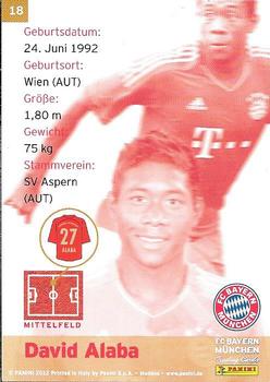 2012 Panini FC Bayern Munchen #18 David Alaba Back
