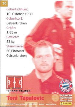 2012 Panini FC Bayern Munchen #30 Toni Tapalovic Back