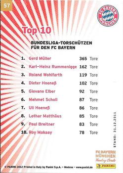 2012 Panini FC Bayern Munchen #57 Nils Petersen Back