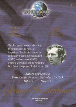 1998 Futera World Cup Greats Platinum #5 Franz Beckenbauer Back