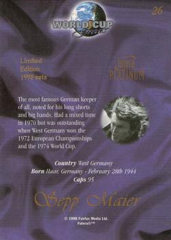 1998 Futera World Cup Greats Platinum #26 Sepp Maier Back