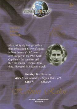 1998 Futera World Cup Greats Platinum #38 Helmut Rahn Back
