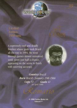 1998 Futera World Cup Greats Platinum #39 Romario Back