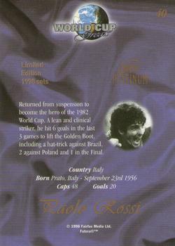 1998 Futera World Cup Greats Platinum #40 Paolo Rossi Back