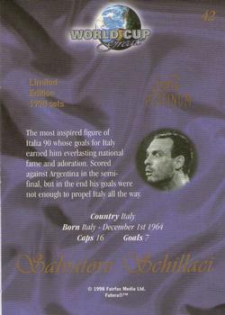 1998 Futera World Cup Greats Platinum #42 Salvatore Schillaci Back
