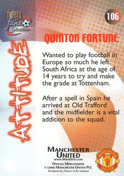 2000 Futera Fans Selection Manchester United #106 Quinton Fortune Back