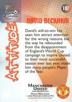 2000 Futera Fans Selection Manchester United #107 David Beckham Back