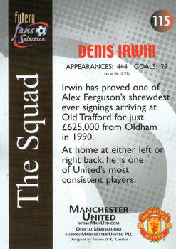 2000 Futera Fans Selection Manchester United #115 Denis Irwin Back