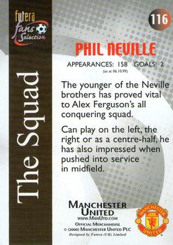 2000 Futera Fans Selection Manchester United #116 Phil Neville Back