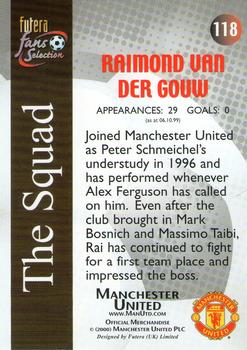 2000 Futera Fans Selection Manchester United #118 Raimond Van der Gouw Back