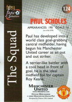 2000 Futera Fans Selection Manchester United #124 Paul Scholes Back