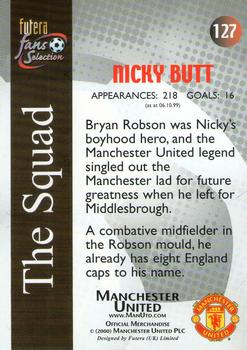 2000 Futera Fans Selection Manchester United #127 Nicky Butt Back