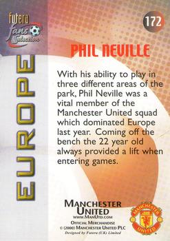 2000 Futera Fans Selection Manchester United #172 Phil Neville Back