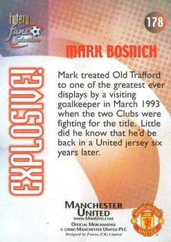 2000 Futera Fans Selection Manchester United #178 Mark Bosnich Back