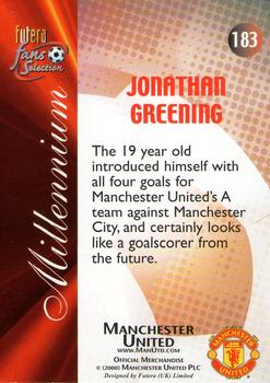 2000 Futera Fans Selection Manchester United #183 Jonathan Greening Back