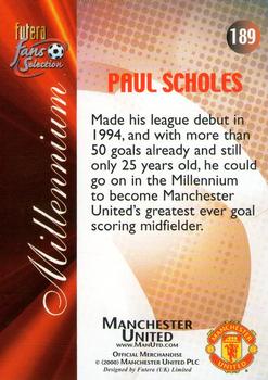 2000 Futera Fans Selection Manchester United #189 Paul Scholes Back