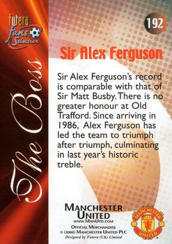 2000 Futera Fans Selection Manchester United #192 Sir Alex Ferguson Back