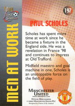 2000 Futera Fans Selection Manchester United #197 Paul Scholes Back