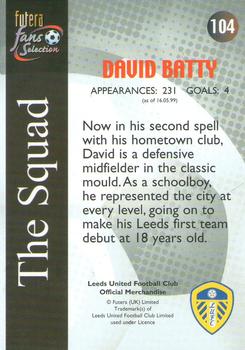 2000 Futera Fans Selection Leeds United #104 David Batty Back