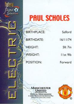2000 Futera Fans Selection Manchester United - Electric #NNO Paul Scholes Back