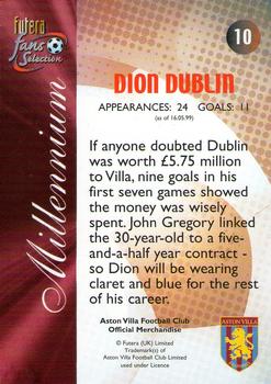 2000 Futera Fans Selection Aston Villa #10 Dion Dublin Back