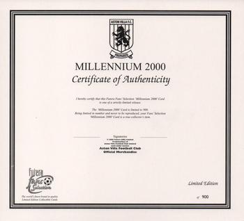 2000 Futera Fans Selection Aston Villa #NNO XL Millennium Centrepiece Team Card Back