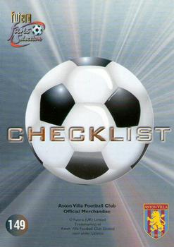 2000 Futera Fans Selection Aston Villa #18 Checklist Back