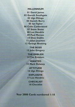 2000 Futera Fans Selection Aston Villa #18 Checklist Front