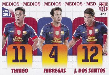 2012-13 Panini FC Barcelona Stickers #22 Thiago / Fabregas / J. Dos Santos Front
