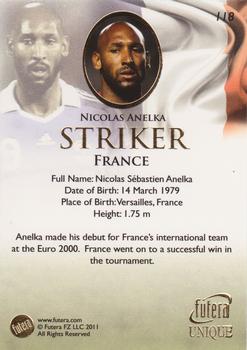 2011 Futera UNIQUE World Football #118 Nicolas Anelka Back