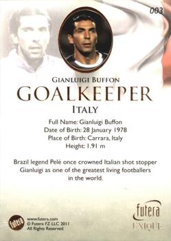 2011 Futera UNIQUE World Football #003 Gianluigi Buffon Back