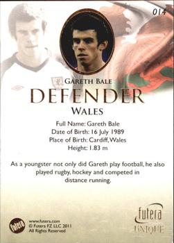 2011 Futera UNIQUE World Football #014 Gareth Bale Back