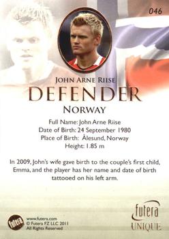 2011 Futera UNIQUE World Football #046 John Arne Riise Back