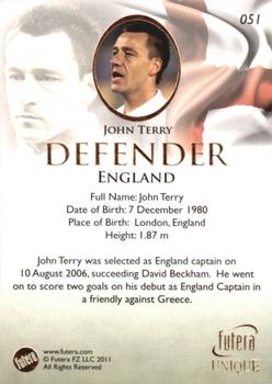 2011 Futera UNIQUE World Football #051 John Terry Back