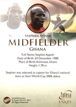 2011 Futera UNIQUE World Football #060 Stephen Appiah Back