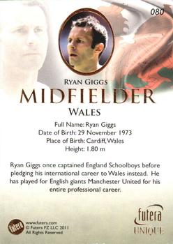 2011 Futera UNIQUE World Football #080 Ryan Giggs Back