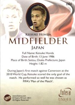 2011 Futera UNIQUE World Football #086 Keisuke Honda Back