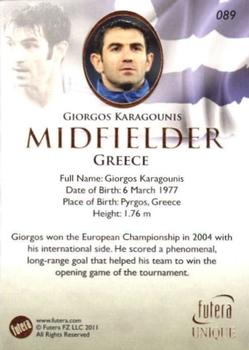 2011 Futera UNIQUE World Football #089 Giorgos Karagounis Back