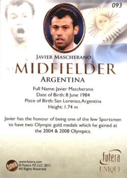 2011 Futera UNIQUE World Football #093 Javier Mascherano Back