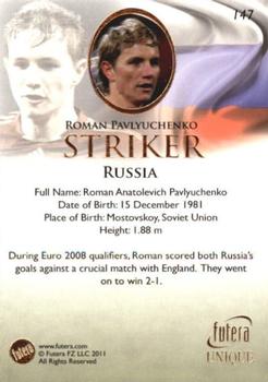 2011 Futera UNIQUE World Football #147 Roman Pavlyuchenko Back