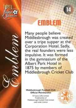 2000 Futera Fans Selection Middlesborough - Foil #14 Emblem Back