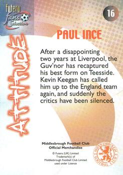 2000 Futera Fans Selection Middlesborough - Foil #16 Paul Ince Back