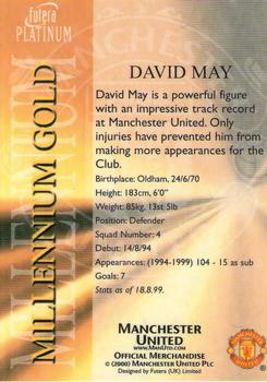 2000 Futera Platinum Millennium Gold Manchester United #NNO David May Back