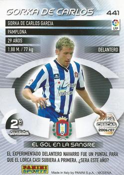 2006-07 Panini Megacracks #441 Gorka de Carlos Back