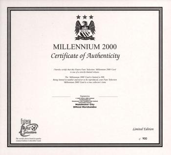 2000 Futera Fans Selection Manchester City #NNO XL Millennium Centrepiece Team Card Back