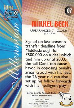 2000 Futera Fans Selection Derby County #7 Mikkel Beck Back