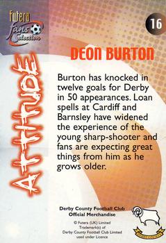 2000 Futera Fans Selection Derby County #16 Deon Burton Back