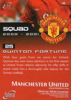2001 Futera Manchester United FX #8 Quinton Fortune Back